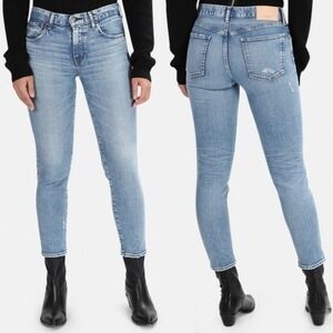 Moussy Vintage MV Edmond Skinny Jeans Women's 30 Blue Mid Rise Distressed Ankle